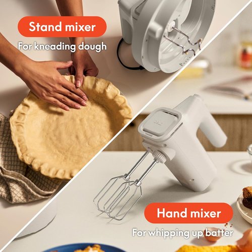 Bella 3.5 Qt Electric Hand & Stand Mixer - 2-in-1 with Bowl, Dough Hook & Whisk, 200 Watt, Oatmilk