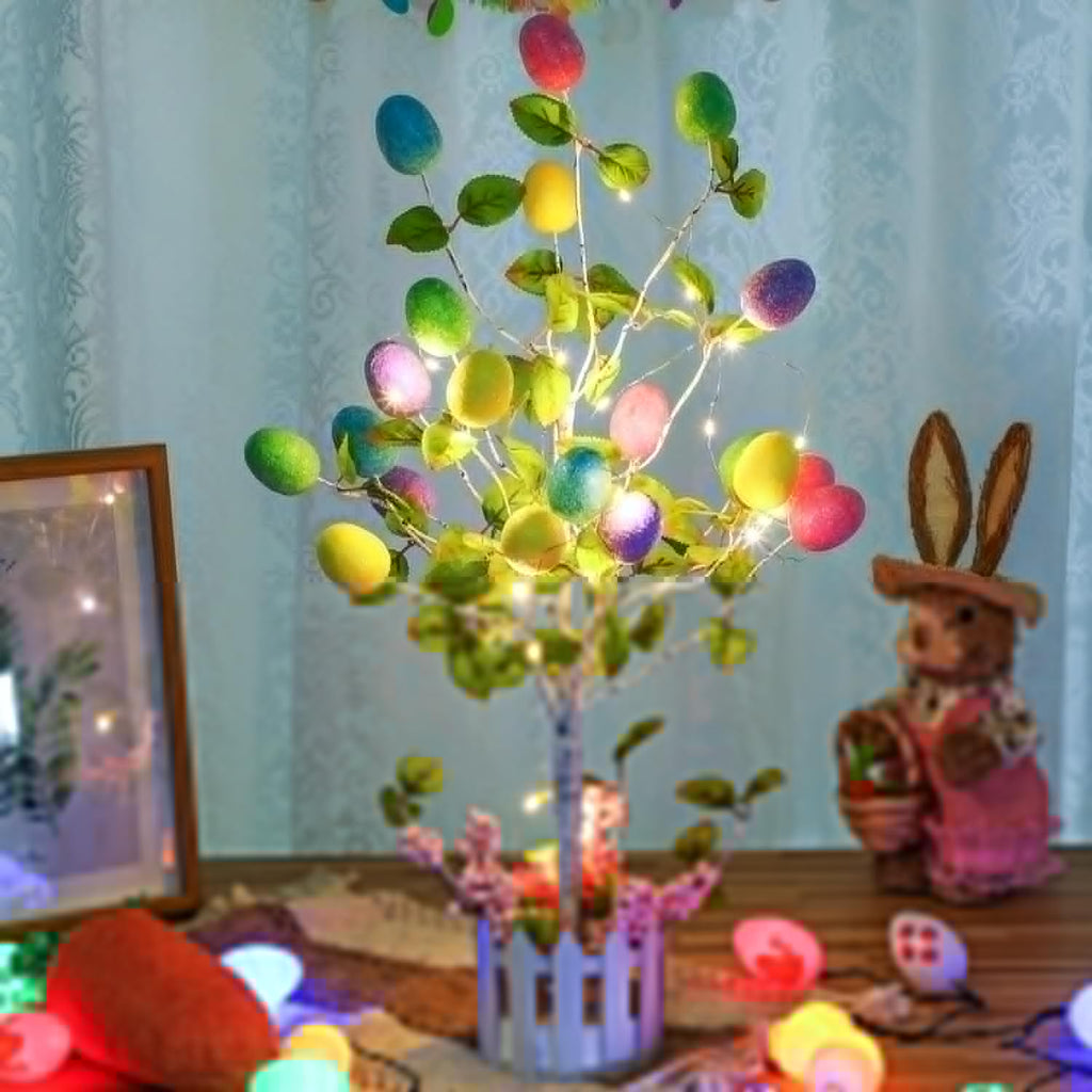 Glooglitter 24-Inch Tall Lighted Easter Egg Tree - LED Indoor Decoration for Spring Parties & Weddings