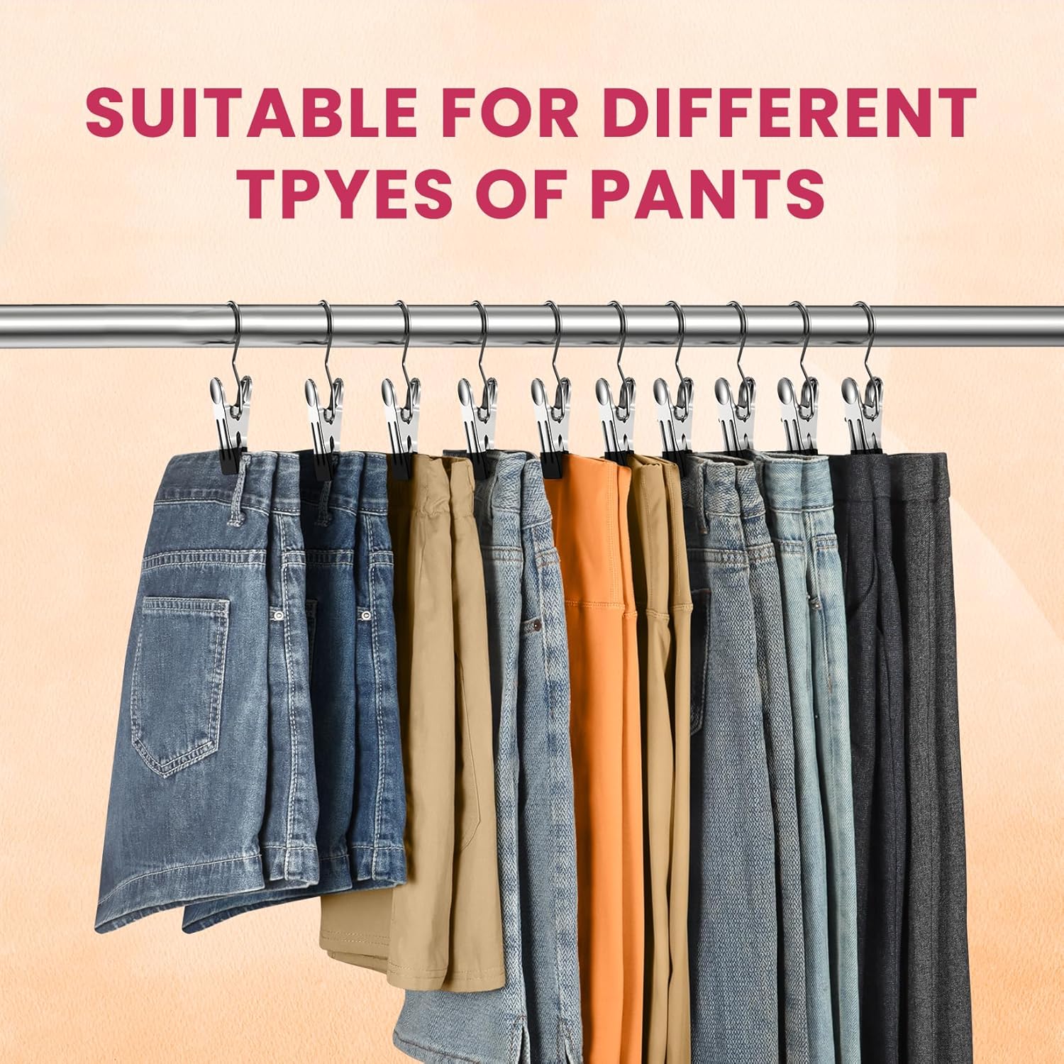 Skiennix 30 Pack Pants Hangers - Space-Saving Clip Organizers for Leggings, Jeans, and Skirts