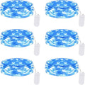 Lakumu Fairy Lights - 6-Pack Battery Operated 20 LED Waterproof Silver Wire for Mason Jars | Blue 7FT Decor