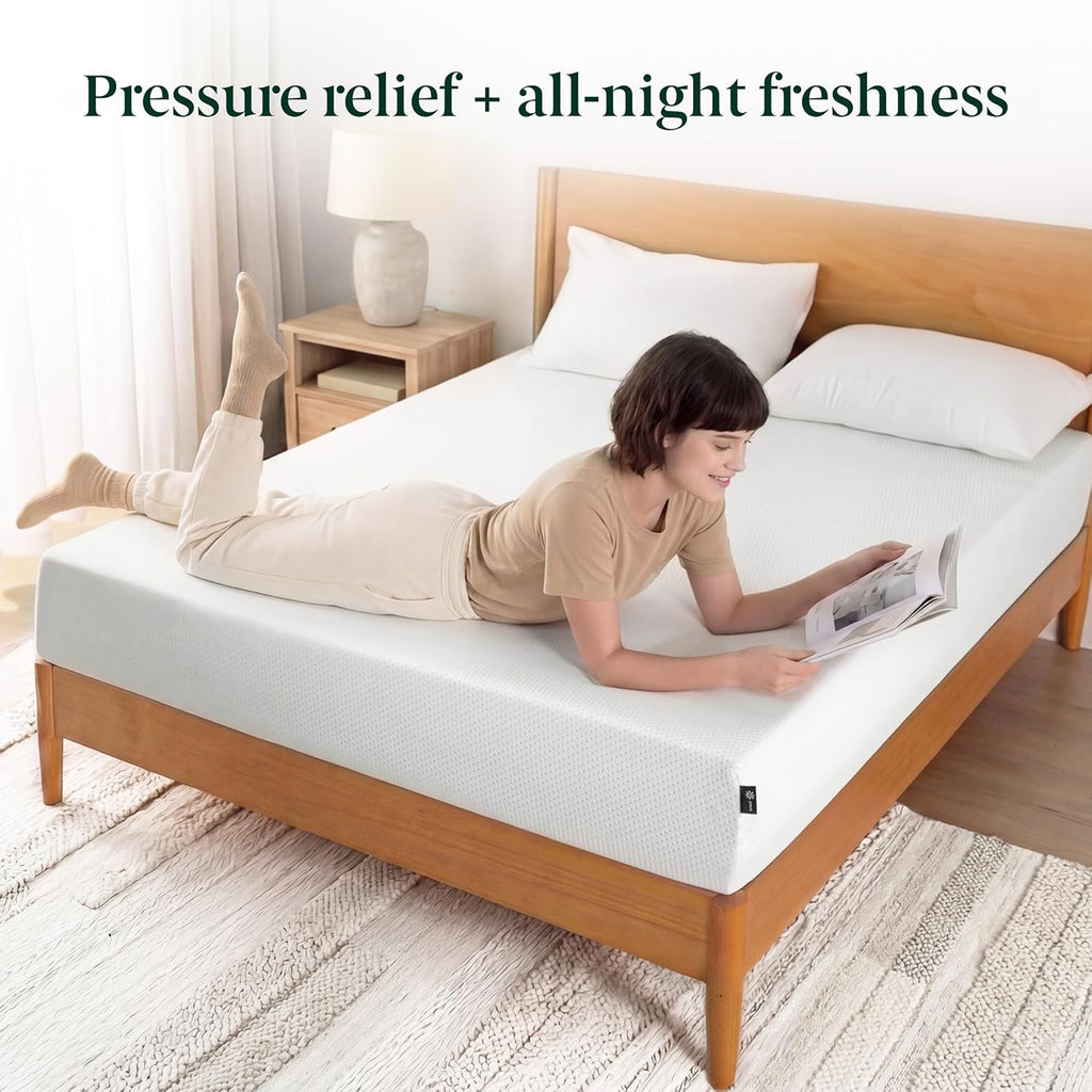 Zinus 8 Inch Full Green Tea Memory Foam Mattress - Medium Firm, Zoned Pressure Relief, Fiberglass Free