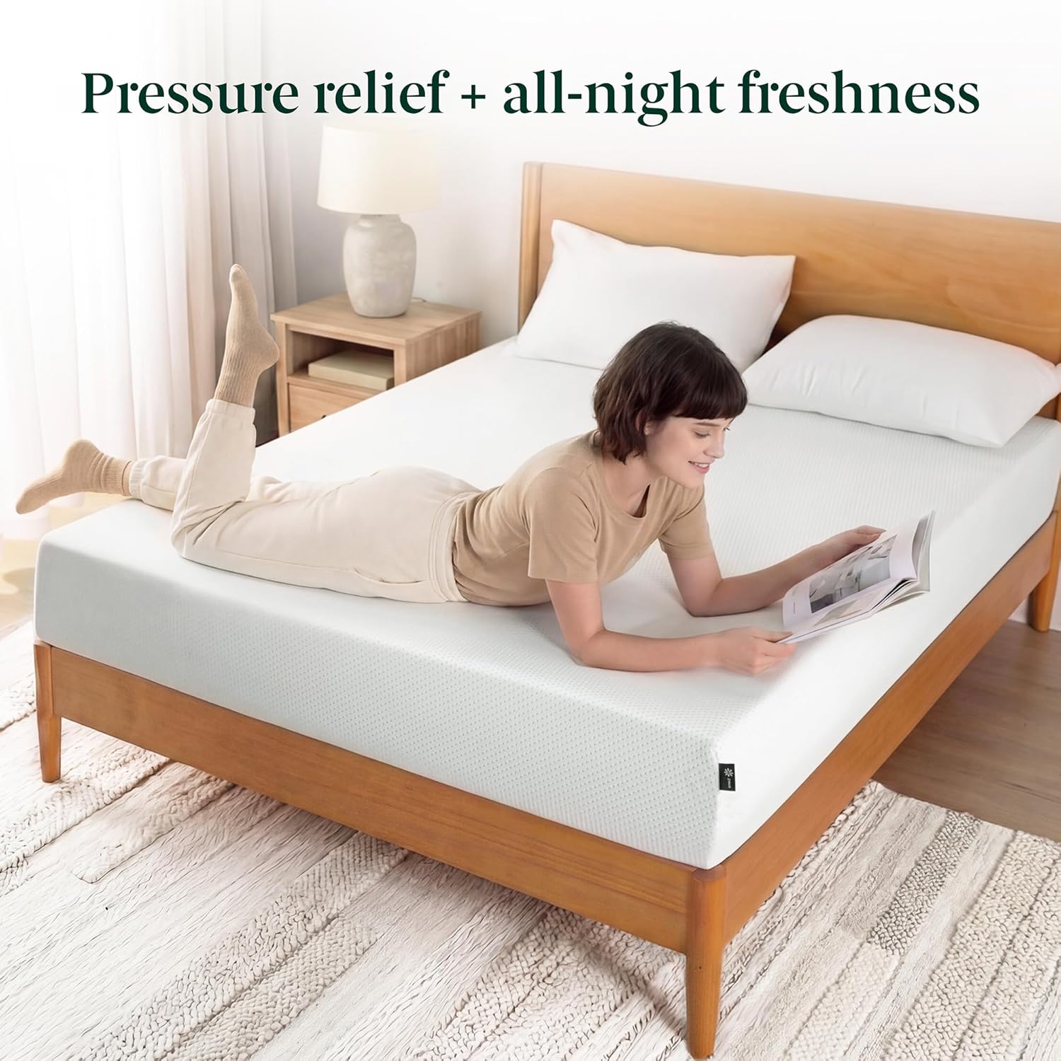 Zinus 8 Inch Full Green Tea Memory Foam Mattress - Medium Firm, Zoned Pressure Relief, Fiberglass Free