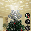 Christmas Tree Topper Projection Light with 3 Animated Projection Modes,Christmas Tree Decoration with LED Rotating Magic,3D Glitter Dynamic Projection,Silver Snowflake Christmas Tree Star.