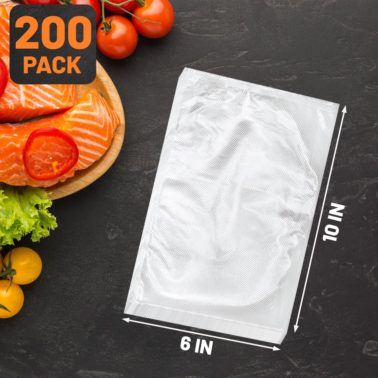 Skiennix Vacuum Sealer Bags - BPA Free Heavy Duty 6 x 10 Inch Food Storage Bags | 200 Pint Capacity