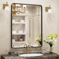 VANLIO 24x30 Inch Black Matte Framed Bathroom Mirror for Wall, Rounded Corner Rectangle Vanity Mirror, Tempered Glass, Anti-Rust, Shatterproof (Horizontal/Vertical)