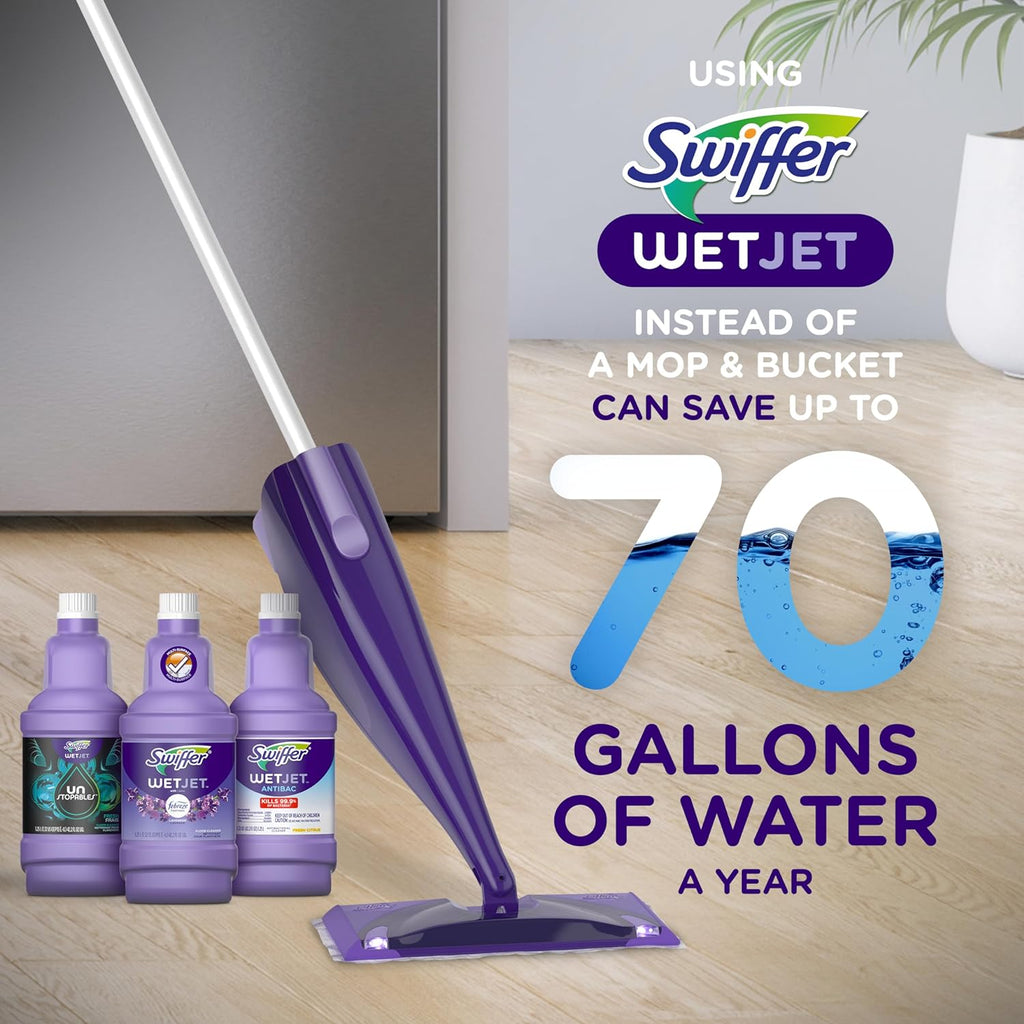 Swiffer WetJet Floor Cleaner Solution with Febreze Refill - Lavender Scent, 1.25L (Pack of 2)