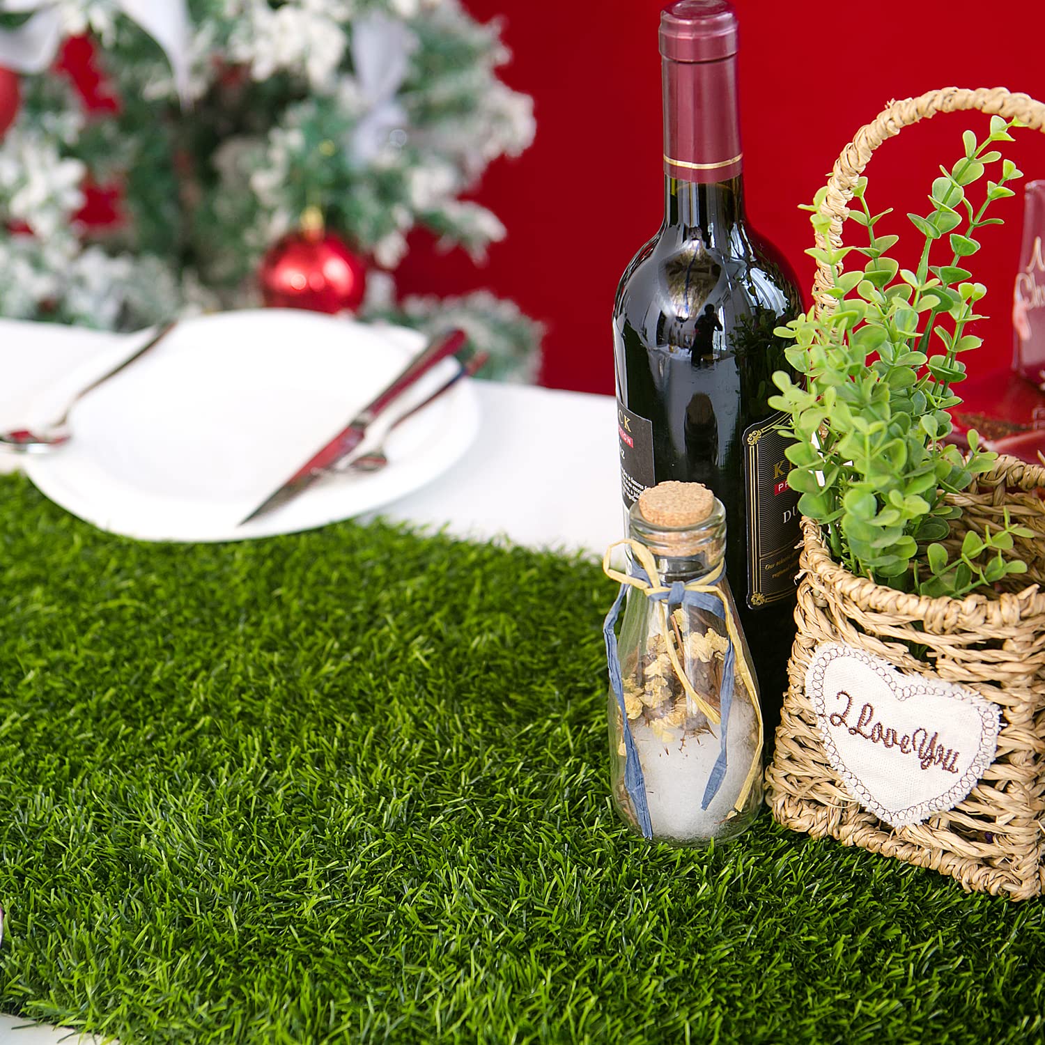 Artificial Grass 14 x 48 inch Table Runner, Perfect for Spring, Fall Holidays, Parties, Catered Presentations, Baby Showers, Birthdays, Candy Buffets, Restaurant Decoration, Dessert Tables, Wedding