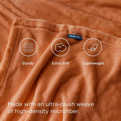 Bedsure GentleSoft Fleece Blanket - Cozy Small Throw for Kids | 43x55 Inches, Dark Orange