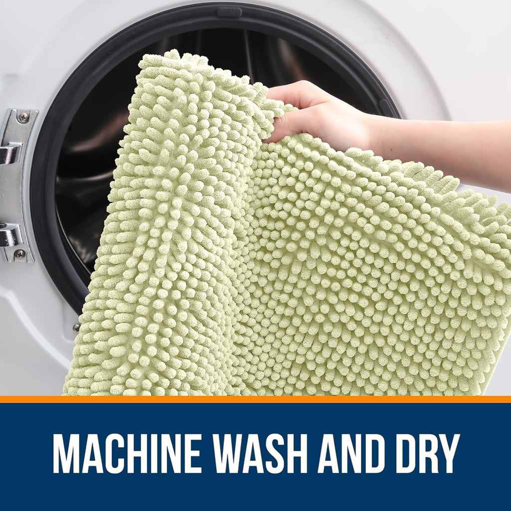 OLANLY Bathroom Rugs - Extra Soft Chenille Bath Mats | Quick-Dry, Machine Washable, 36x24, Vanilla