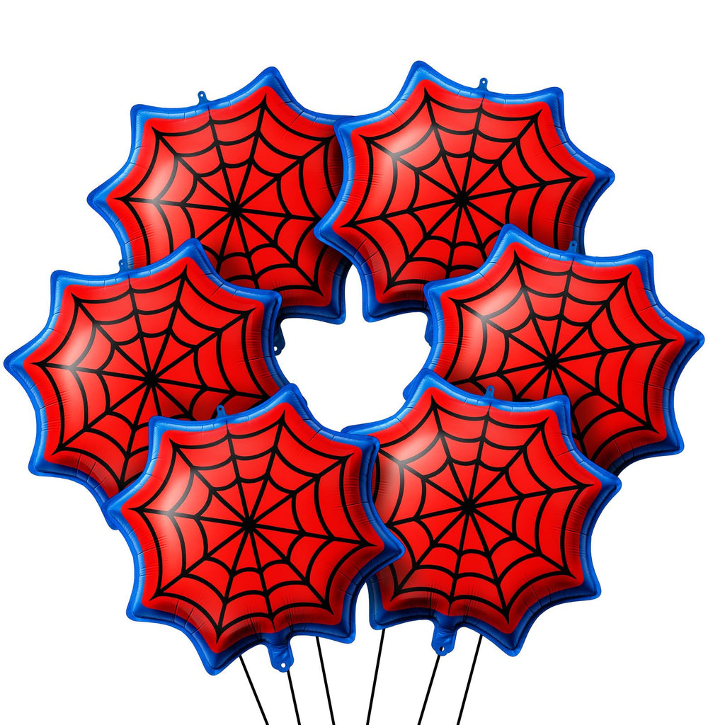 Soulchen 25" Spider Birthday Party Balloon Cartoon Characters Themed Party Decor Foil Large Spider Webs Balloons for Cartoon Carnival Theme Birthday Decorations(6 Pack,Red, Blue)
