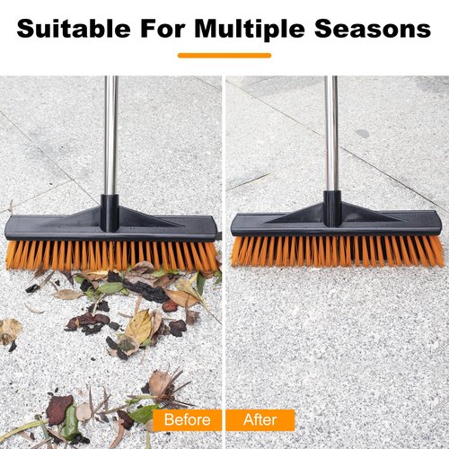 18" Heavy Push Broom for Outdoor Floor Cleaning Heavy Duty Outdoor Broom with 54" Long Handle,Outdoor Broom for Deck,Driveway,Garage,Yard,Deck,Patio,Warehouse,Concrete