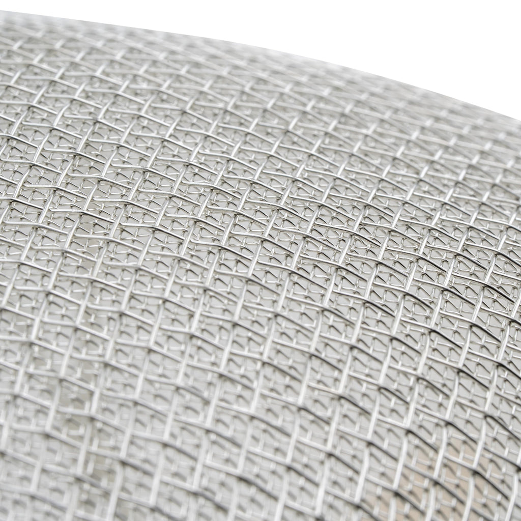 Winco Strainer, 14-Inch Diameter, Reinforced Double Mesh, Medium, Nickel, Tan