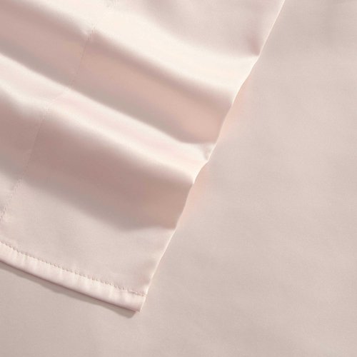 Laura Ashley - Queen Sheet Set, 100% Soft & Silky Smooth Satin Bed Sheets, Deep Pockets, Bedding with Matching Fitted Sheet & Pillowcases (Bliss Pink)