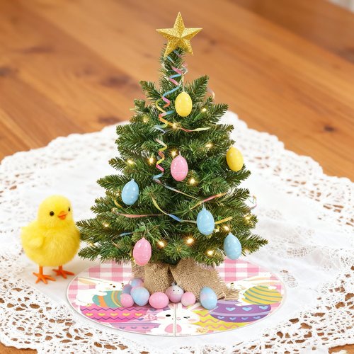 Sozize 15 Inch Mini Easter Tree Skirt 4th of July Tree Skirt American Flag Day Memorial Day Double Sided Print Mat Independence Day Easter Holiday Party Home Tabletop Christmas Tree Decoration