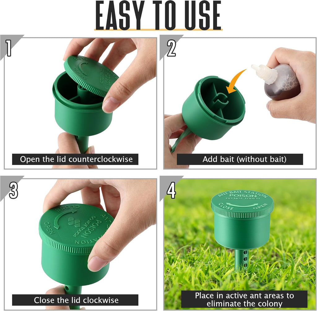 Qualirey Ant Bait Stations - Reusable Multi-Surface Ant Control for Home & Outdoor Use | 2 Pack