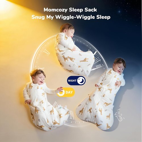 Momcozy Baby Sleep Sack - 1.5 TOG Wearable Blanket with Plush Filling & Two-Way Zipper | Giraffe, Small