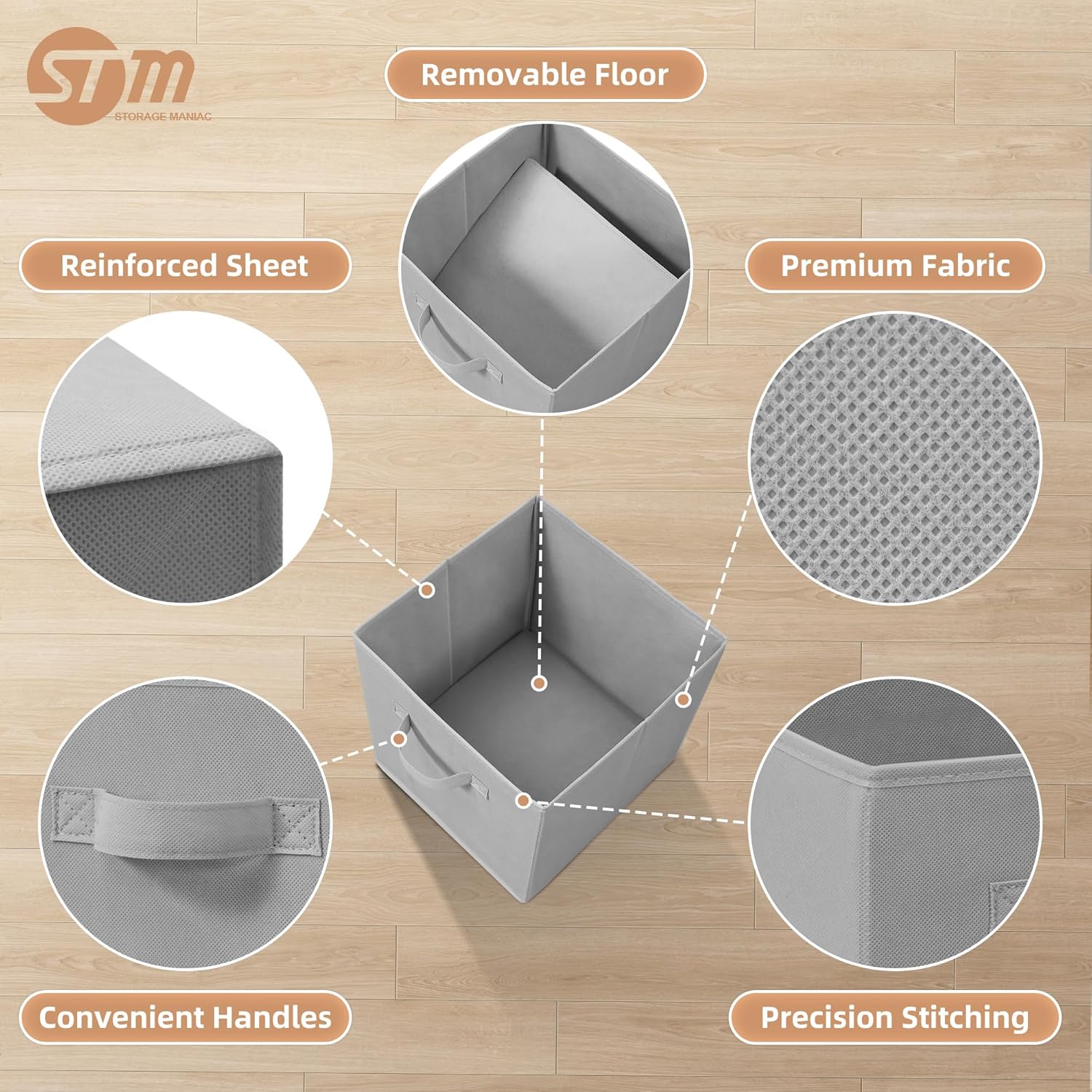 Storage Maniac 11-Inch Collapsible Storage Cubes - Durable Fabric Bins for Organization | 10-Pack Grey