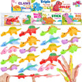 JOYIN 28 Pcs Valentine's Day Slingshot Dinosaur Toys with Cards, Strentchy Multi-Color Dinosaur Finger Toys for Valentines Day Boys Girls Kids Classroom Prize Treats Goodie Bag Stuffers Party Favors