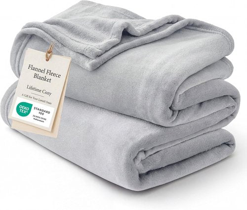 Bedsure GentleSoft Fleece Blanket - Cozy Small Throw for Kids, 43x55 Inches, Light Grey