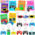 Skiennix 30-Pack Valentine's Day Cards - Fun Video Game Keychains for Kids | Perfect Classroom Exchange Gifts
