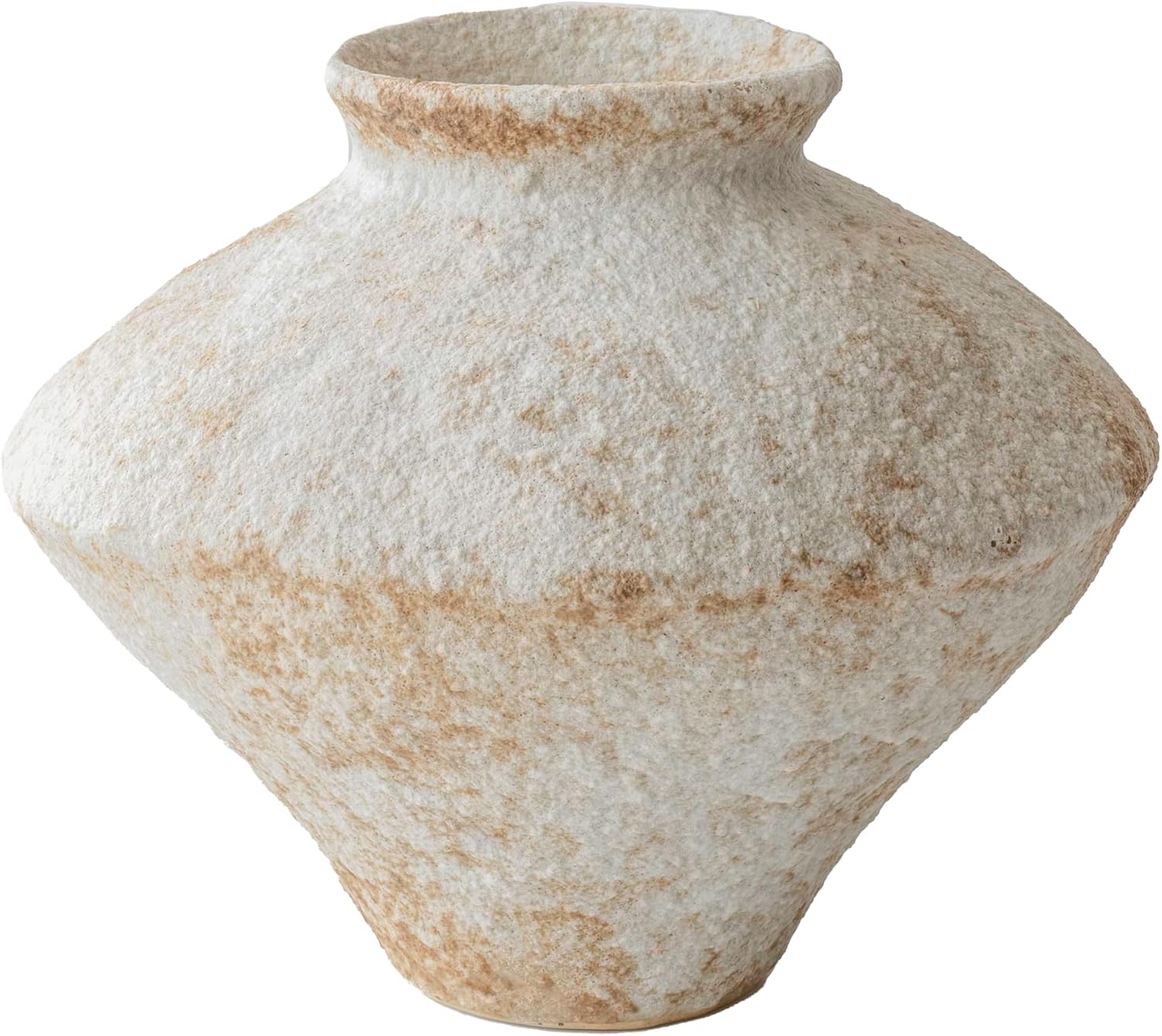 Rustic Farmhouse Ceramic Vase - Handcrafted Distressed White Pottery for Home Decor | Centerpiece & Gift