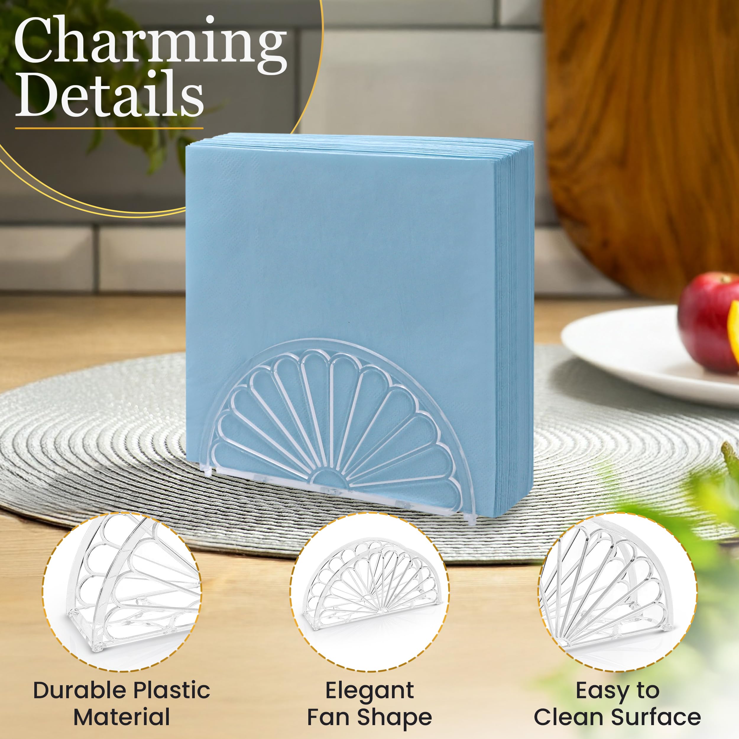 5.75 Inch Clear Plastic Napkin Holder - 24 Pieces (Fan Design)