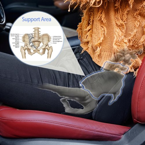 SHAKERINO Ergonomic Sacral Cushion for Car & Office Chair - Fills Seat Gap for Tailbone & Lower Back Support, Memory Foam Wedge Pillow for SI Joint Comfort, Non-Slip Design with Seat Anchor