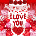 DBKL I Love You Balloons, Surprise for Girlfriend, I Love You Pink Red Heart Balloons With 1000 Pcs Dark-Red Rose Petals for Marriage Proposal Wedding Anniversary Valentine's Day
