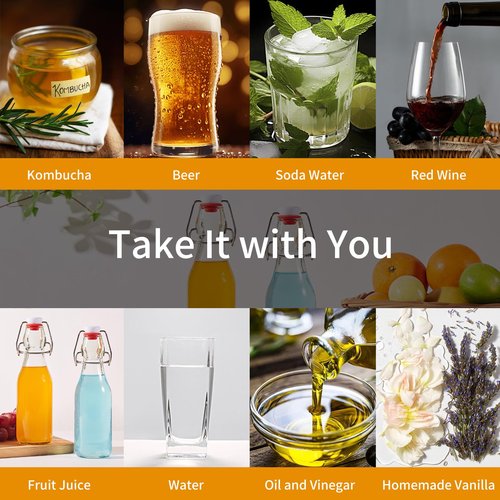 keigocare 8 Set, 8 OZ Swing Top Glass Bottles - Vanilla Extract Bottles Flip Top Beer Brewing Bottles with Stopper for Syrup Bottle,Kombucha,Mead Kefir,Extract,Juice,Tea,Wine - Airtight Cap Lids