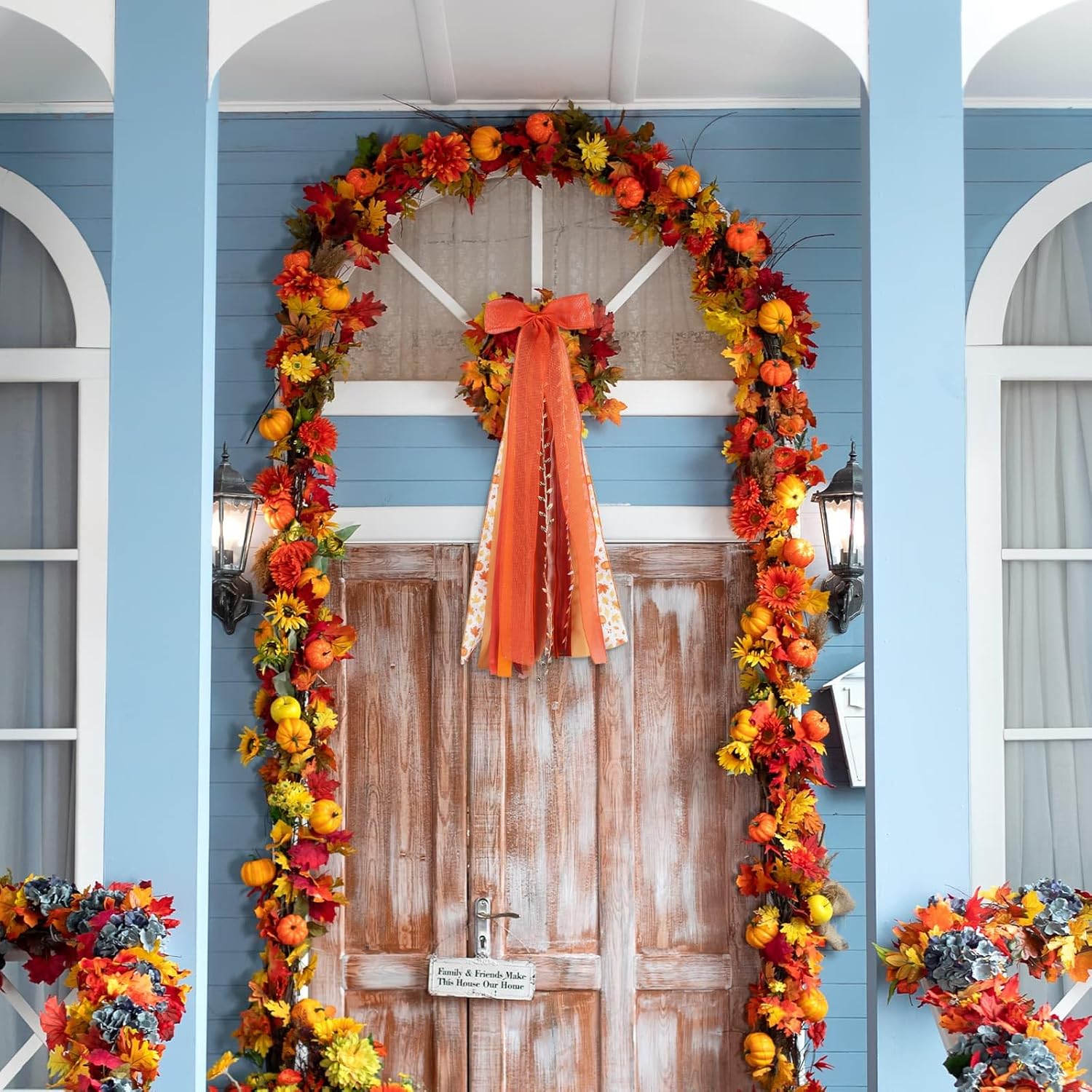 YKW 27" Fall Ribbon Wreath Bow - Large Autumn Decor with Metal Clip for Thanksgiving | 12 Layers