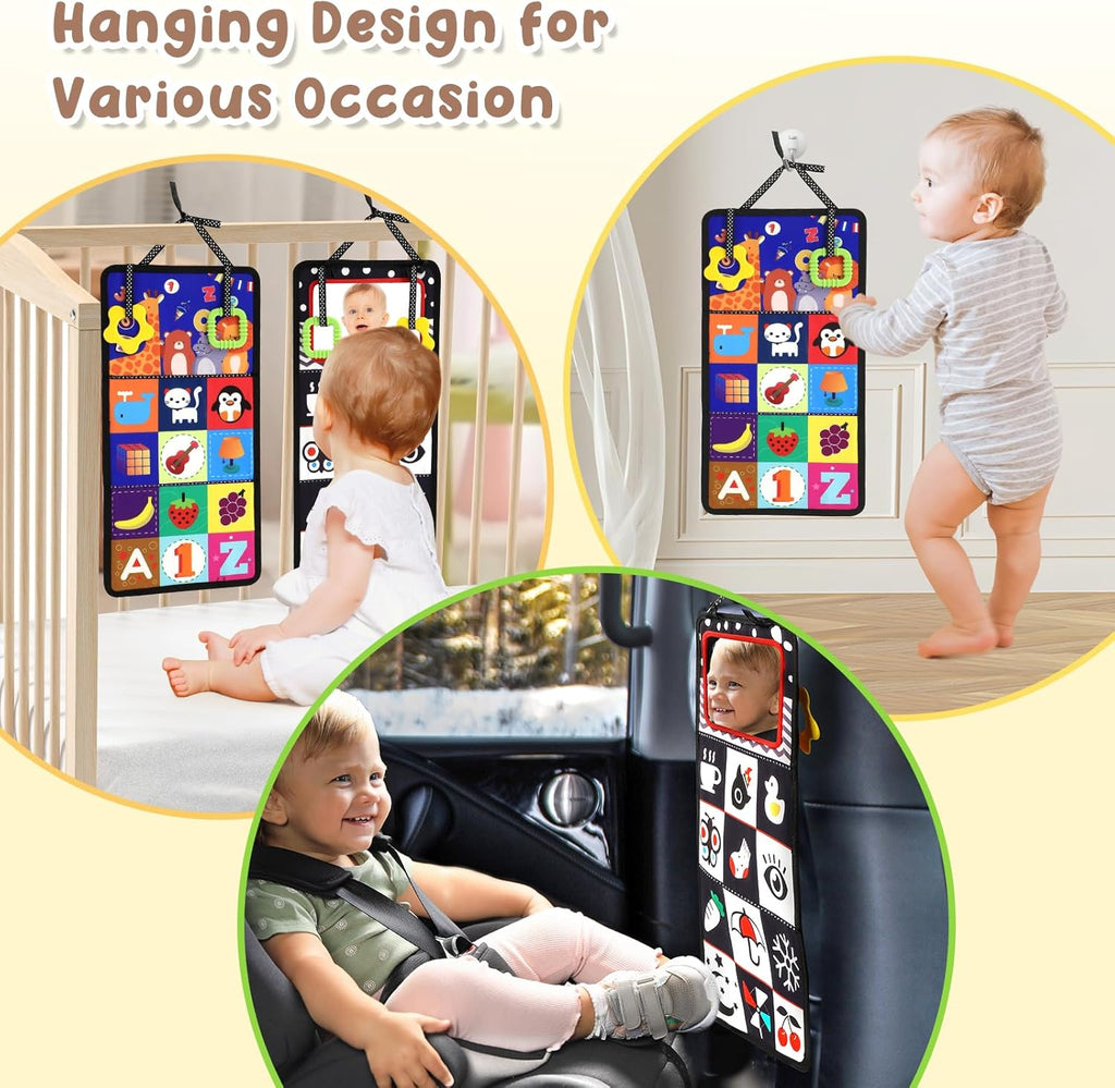 URMYWO Tummy Time Toys - High Contrast Black and White Visual Stimulation Mirror for Infants 0-12 Months
