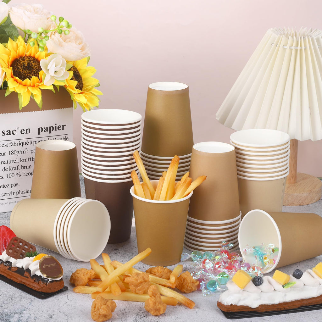 URATOT 60 Pieces 9 Ounce Brown Paper Cups Gradient Color Disposable Coffee Cups Party Cups Beverage Drinking Cups for Party, DIY and Holiday Party Supplies