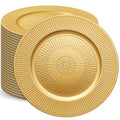 Widecook 50 Pack Gold Charger Plates Bulk for Dinner Plates 13" Beaded Shaped Service Chargers Bulk, Plastic Wedding Chargers for Christmas Thanksgiving Party Wedding Birthday Anniversary