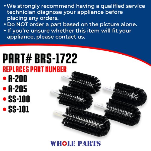 Upgraded Whole Parts Electric Glass Washer Replacement Brush Set Part# BRS-1722 - Replacement & Compatible with Some Bar Maid Glass Washers