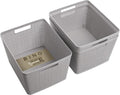 BINO Woven Plastic Basket - Large Natural Grey 3-Pack | Stylish Home Organization & Space-Saving Storage