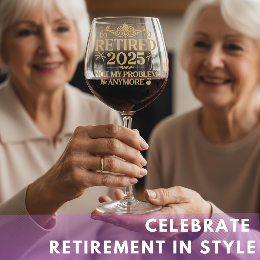 Retirement Gifts for Women 2025 - Cool Retirement Gifts, Retired 2025 Not My Problem Anymore Wine Glass 16 Oz, Happy Retirements Party Decoration, Retired Gift Idea For Coworkers Woman Colleague Boss