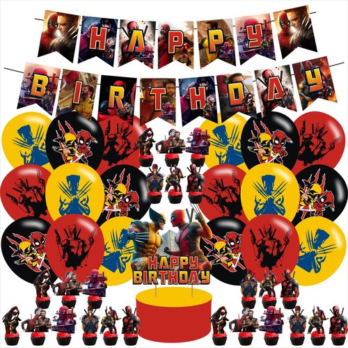 Cartoon Birthday Party Decorations,Cartoon 3 Decorations Include Kids' Party Balloons,Banner,Cake Topper and Cupcake Toppers