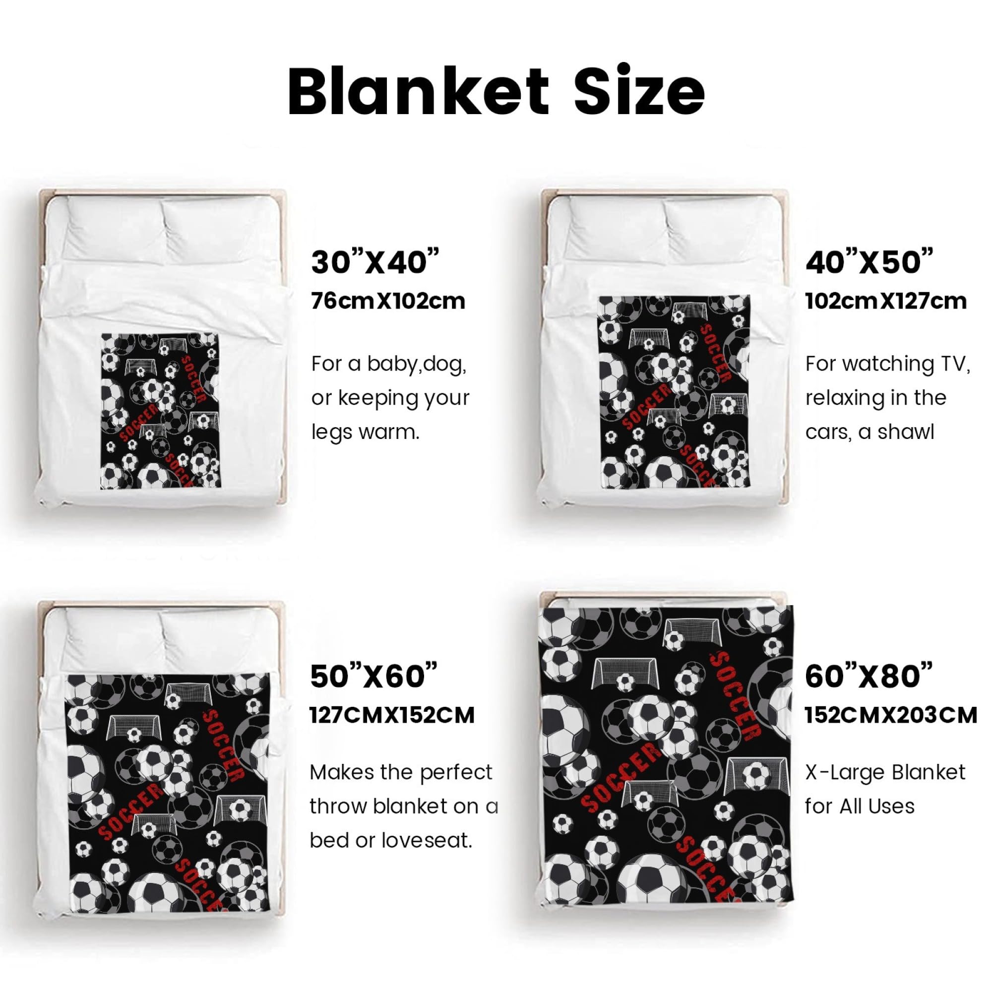 Soccer Blanket Gifts for Boys, Girls, Teens Soccer Lovers, Sport Ball Print Soft Cozy Blanket for Couch Bed 60"X50"