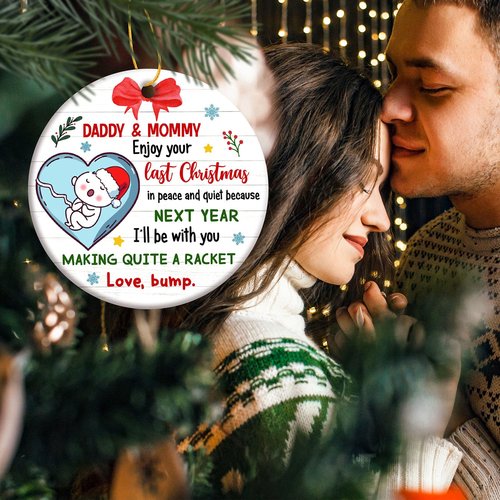 ZAGKOO New Parents Christmas Ornament 2025 - First Time Dad, Mom Gifts, Expecting Baby, Pregnancy Announcement, Bumps First Christmas - Merry Xmas Mommy and Daddy - Pregnant Ornament Decoration 2025