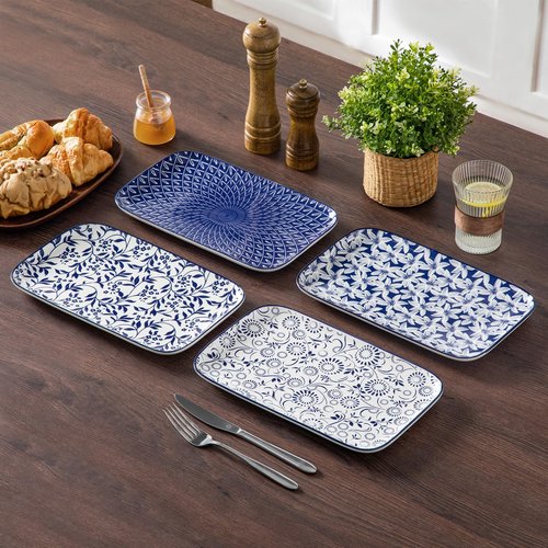 vancasso Porcelain Serving Trays for Party, Serving Platters Set of 4,Serving Dishes for Entertaining, Ceramic Party Trays and Platters for Serving Food, 12" Inch, Series SELENE