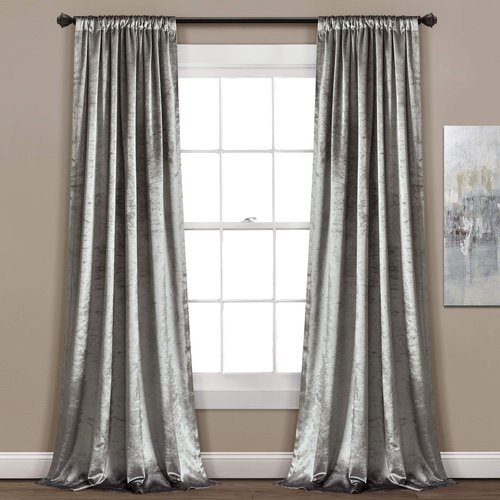 Lush Decor Velvet Dream Curtains | Solid Color Luxury Shimmery Window Curtain Panel Set (Pair), 84” x 40”, Silver
