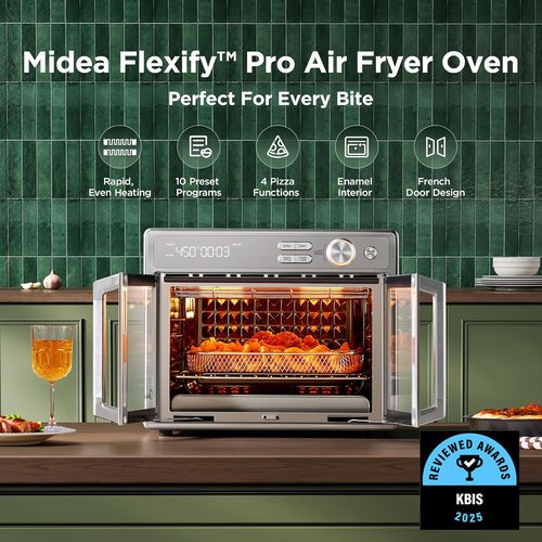 Midea Flexify Pro Toaster Oven Air Fryer Combo - 26.4 QT French Door Design | 450°F Graphene Cooking