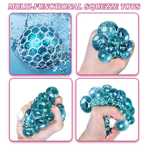 SpringFlower Valentines Day Cards for Kids School, 24 Pack Valentines Cards with Squeeze Stretch Fidget Toy Balls,Valentines Day Gifts for Classroom Exchange,Valentines Party Favors Prizes for Kids
