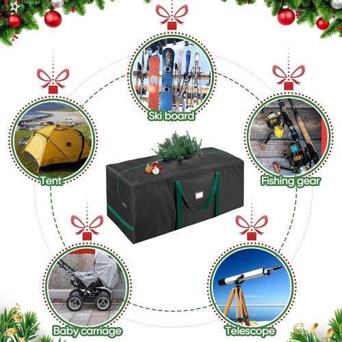 BALEINE Christmas Tree Storage Bag - Heavy Duty 900D Oxford Fabric, Extra Large with Reinforced Handles & Dual Zippers (Black)