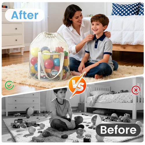 BREENHILL 4 Pack Large Mesh Toy Storage Bags,Heavy Duty Mesh Bag with Drawstring, Durable & Breathable for Toys, Laundry, Pool & Beach Accessories, Home & Travel Organization