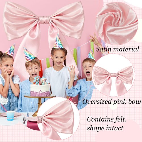Daxolanz Large Pink Bow Decor 43 x 24 Inch – Romantic Bow Decoration for Love-Themed Parties, Coquette Room, Wedding, Bridal Shower & Photo Backdrop