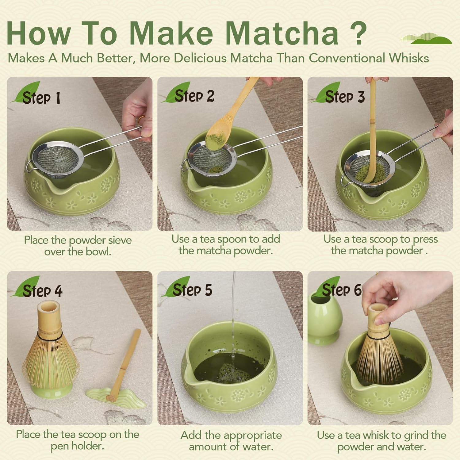 Skiennix Matcha Whisk Set - 8-Piece Ceramic Matcha Kit with Bowl, Chasen Holder & Scoop Rest | Perfect Gift for Matcha Lovers