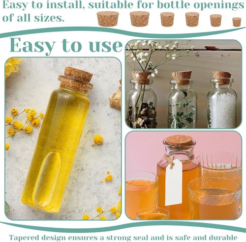 30pcs Natural Corks Stoppers for Bottles Tapered Plugs Corks Bottle Stoppers Assorted Size Soft Wood Cork Replacement Bottle Lids for Salt and Pepper DIY Crafts Sealing Laboratory & Wine Bottles