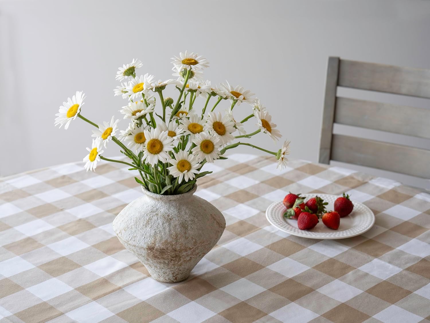Rustic Farmhouse Ceramic Vase - Handcrafted Distressed White Pottery for Home Decor | Centerpiece & Gift