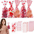 Biubee Valentine Cellophane Bags - 160 Pcs Clear Treat Bags with 4 Assorted Styles & Twist Ties